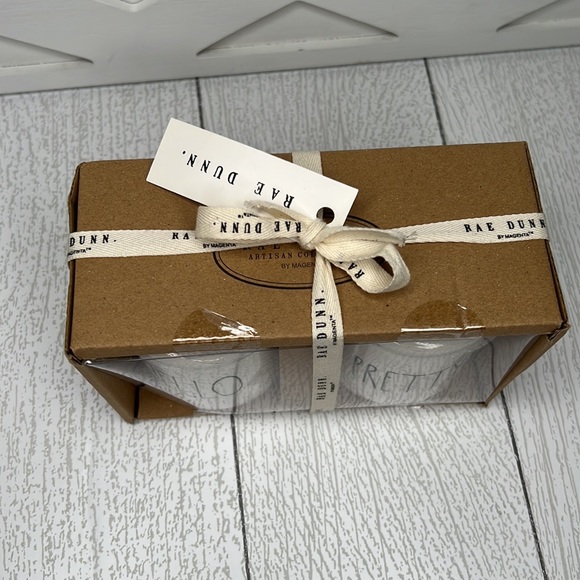 Rae Dunn HELLO PRETTY Set of 2 X-Small Heart Knob Canisters Artisan Collection - Picture 5 of 9